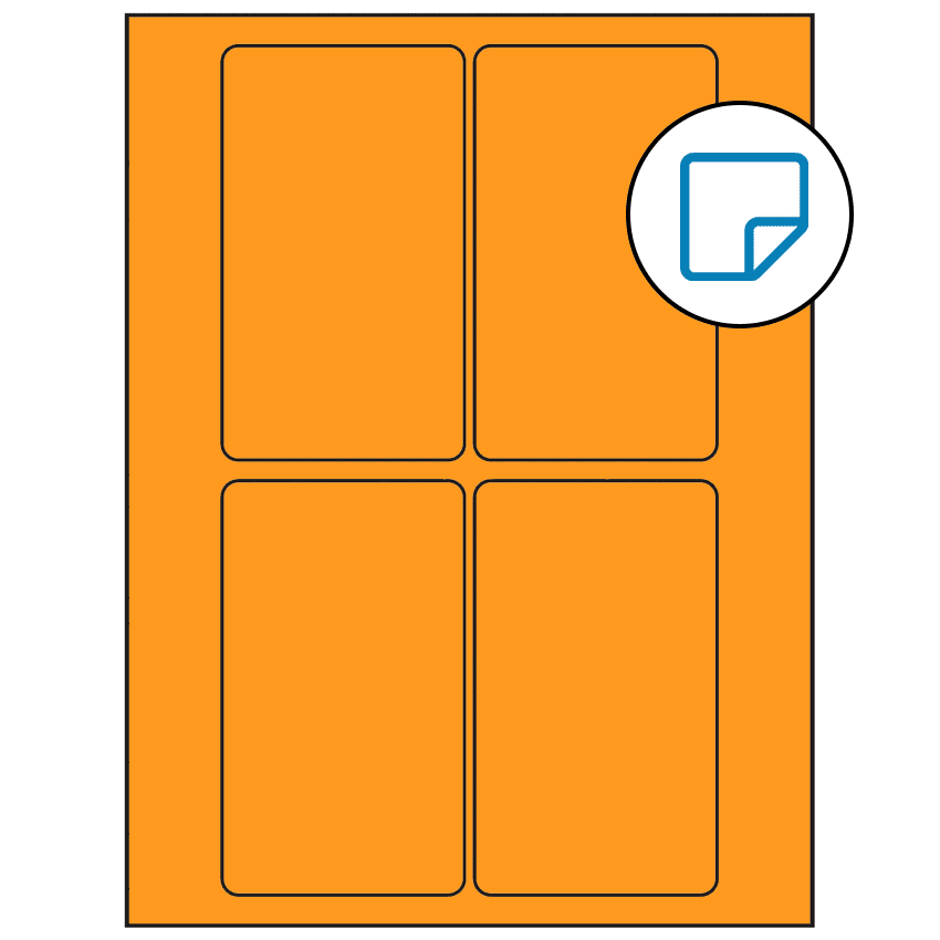 3" x 5" Fluorescent Orange Rectangular Sheet Labels - Removable Adhesive