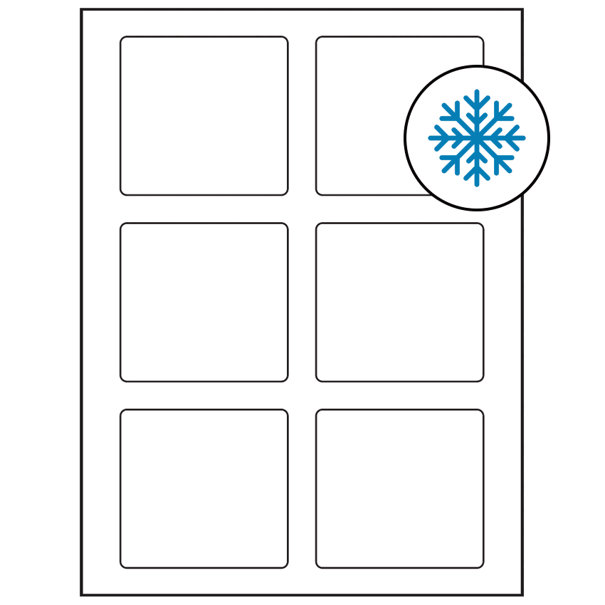 3.25" x 3" White Rectangular Sheet Labels - Freezer Grade Adhesive