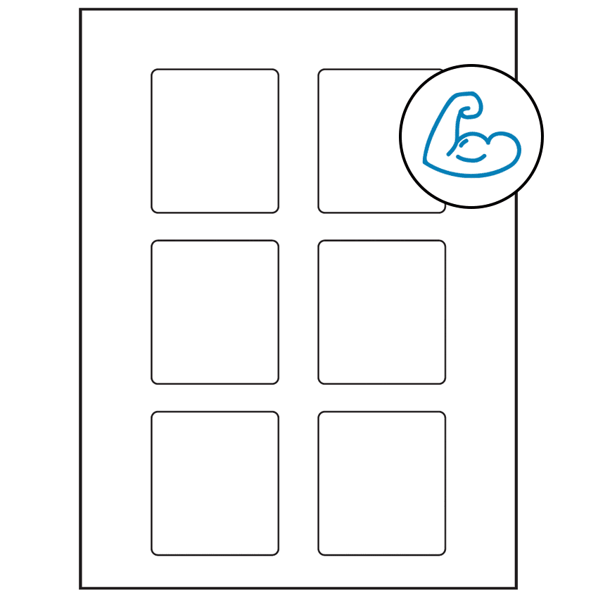 2.5" x 2.75" White Rectangular Sheet Labels - Ultra Aggressive Adhesive