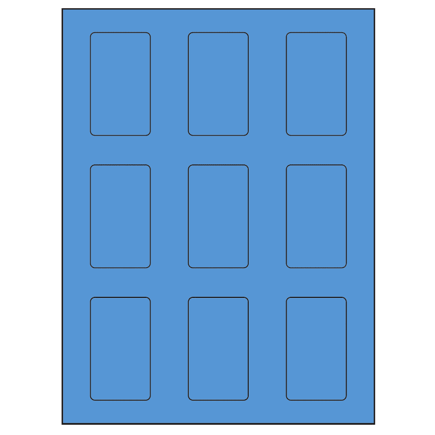 1.6562" x 2.75" Fluorescent Blue Rectangular Sheet Labels