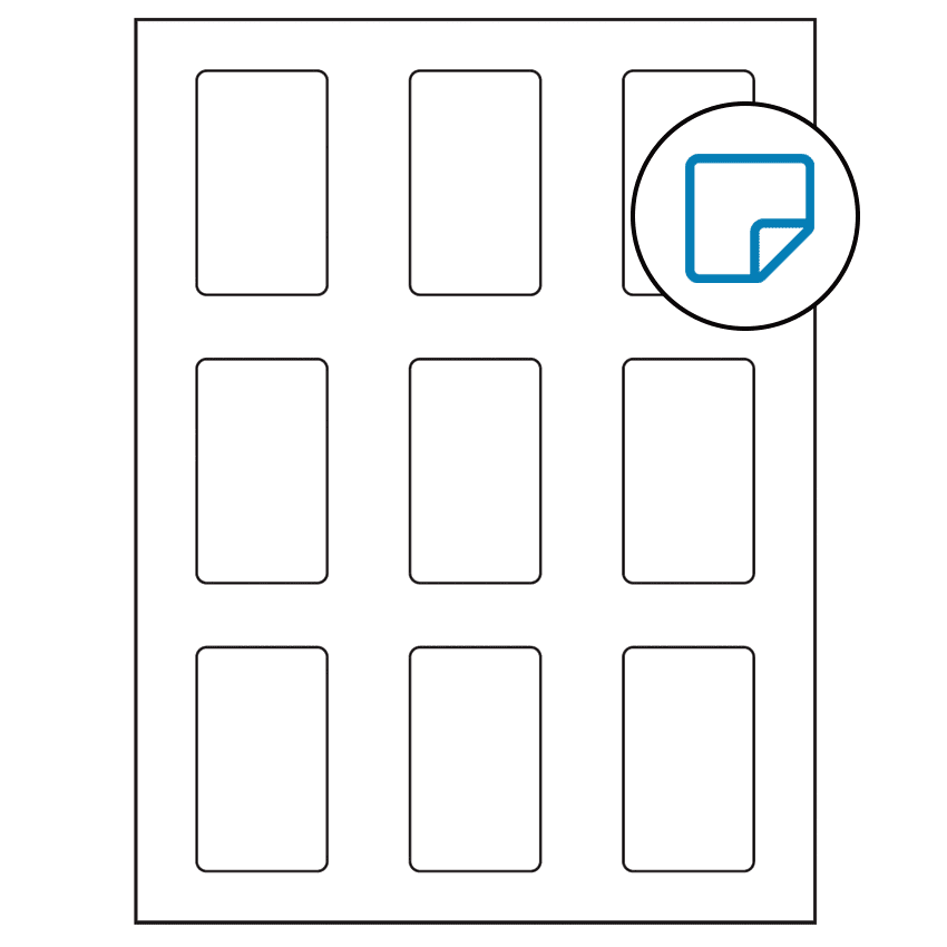 1.6562" x 2.75" White Rectangular Sheet Labels - Removable Adhesive