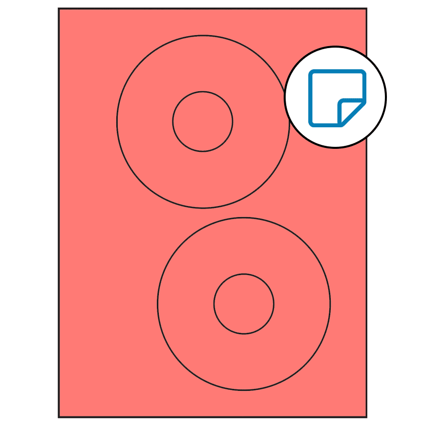 4.65" Fluorescent Red Circular Sheet Labels - Removable Adhesive