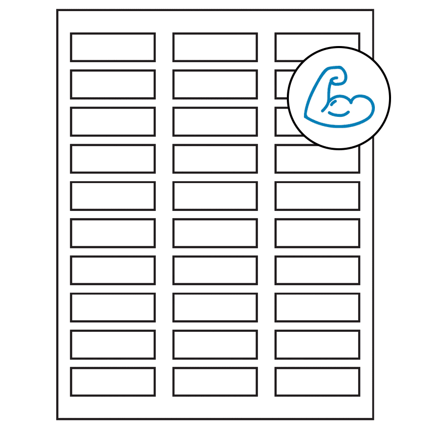 2.25" x 0.75" White Rectangular Sheet Labels - Ultra Aggressive Adhesive