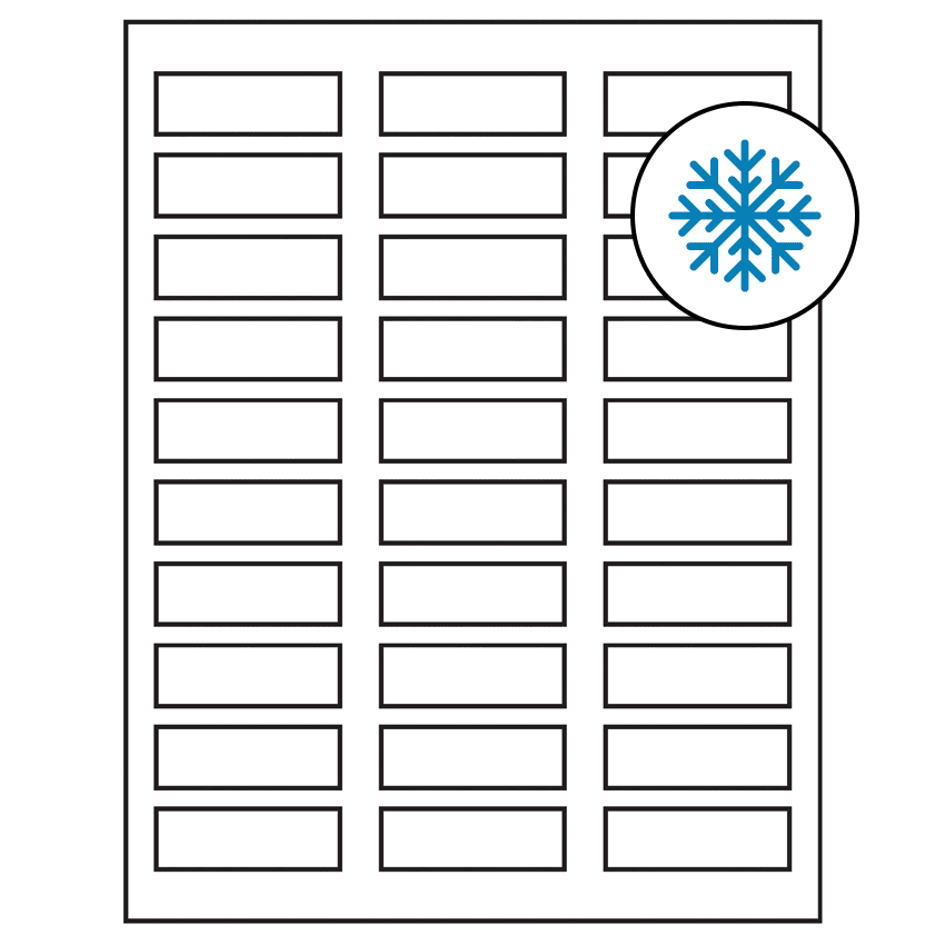 2.25" x 0.75" White Rectangular Sheet Labels - Freezer Grade Adhesive