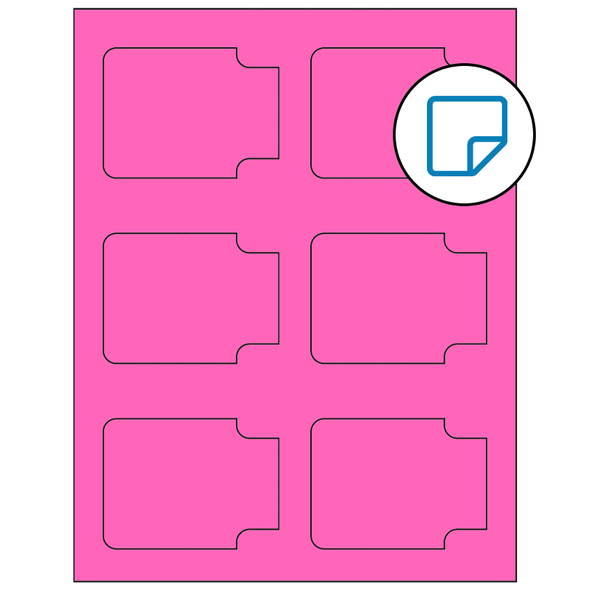 3.372" x 2.5" Fluorescent Pink Sheet Labels - Removable Adhesive