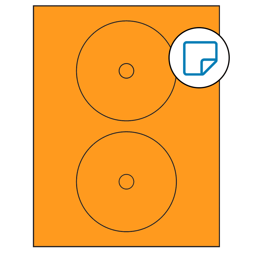 4.57" Fluorescent Orange Circular Sheet Labels - Removable Adhesive