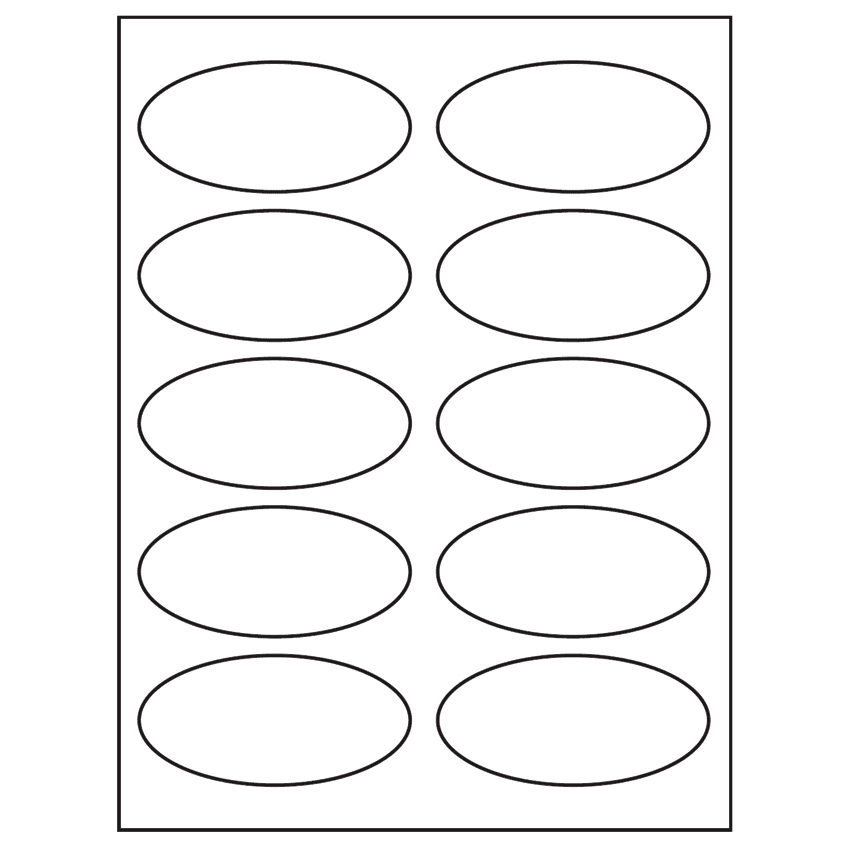 3.75" x 1.75" White Polyester Oval Sheet Labels
