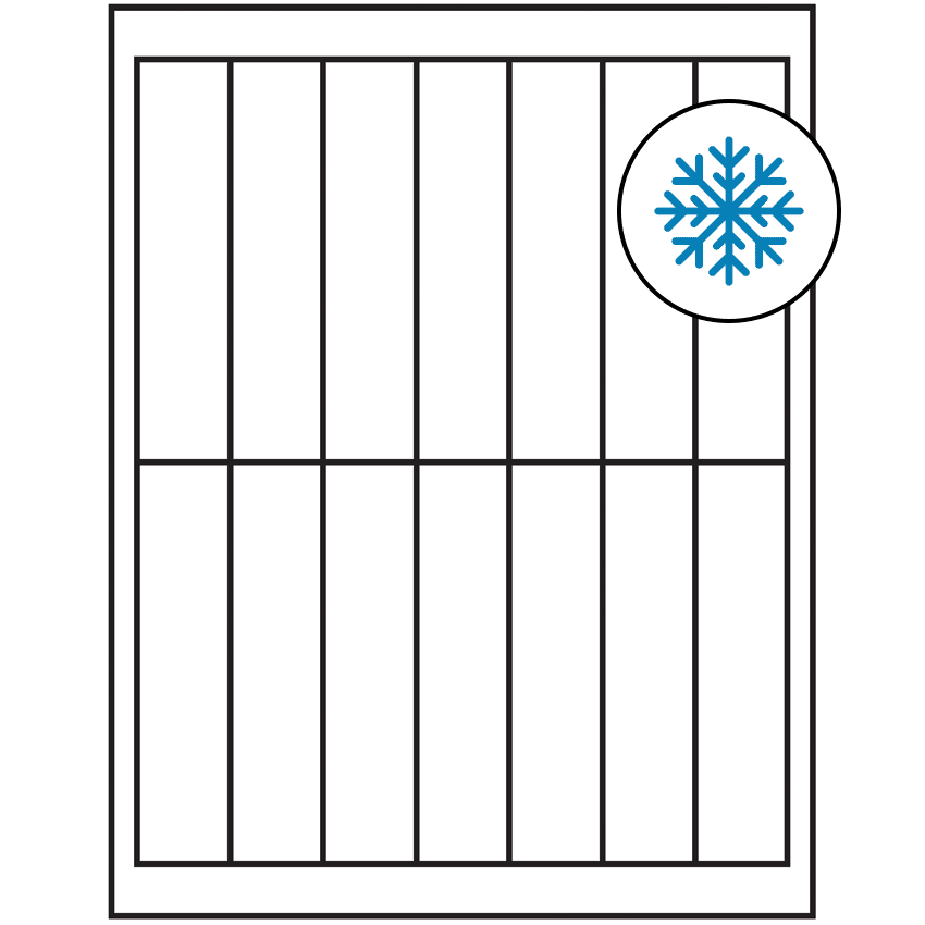1.125" x 4.875" White Rectangular Sheet Labels - Freezer Grade Adhesive