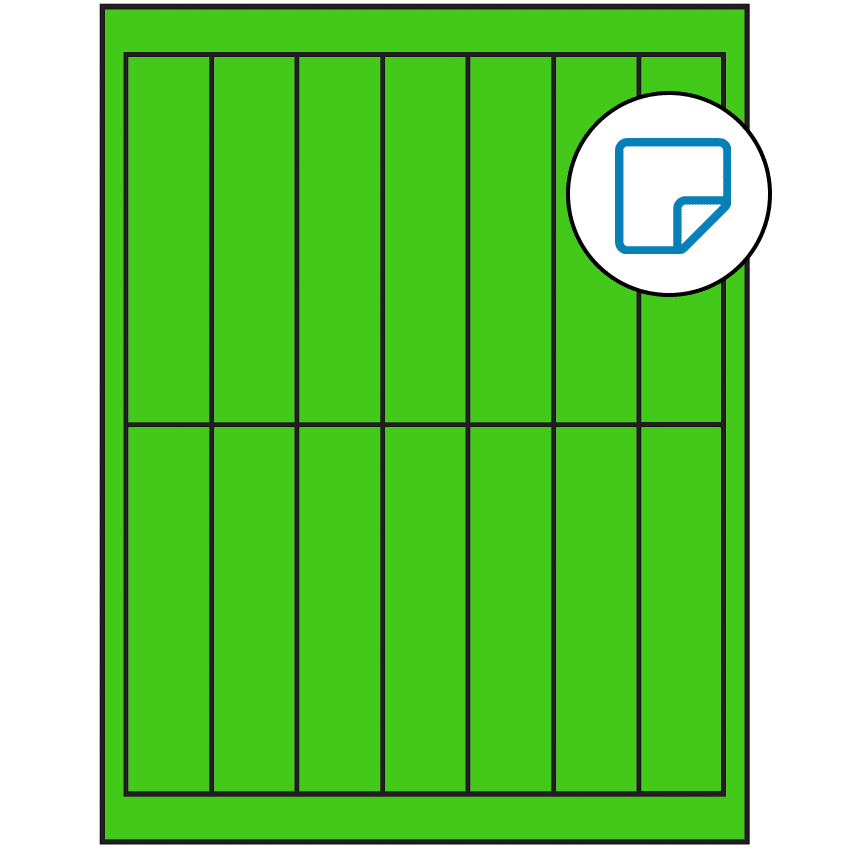 1.125" x 4.875" Fluorescent Green Rectangular Sheet Labels - Removable Adhesive