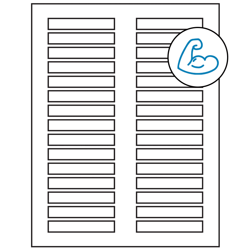 3" x 0.5" White Rectangular Sheet Labels - Ultra Aggressive Adhesive