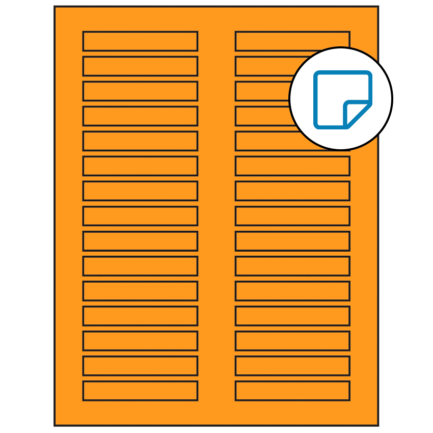 3" x 0.5" Fluorescent Orange Rectangular Sheet Labels - Removable Adhesive