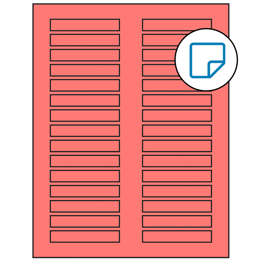 3" x 0.5" Fluorescent Red Rectangular Sheet Labels - Removable Adhesive