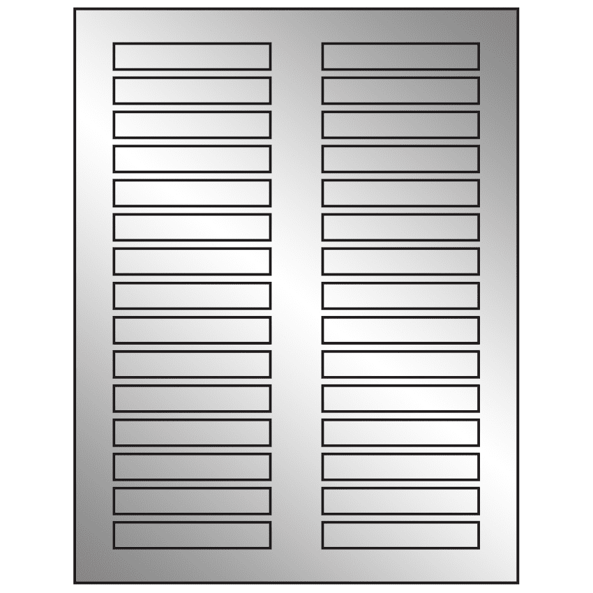 3" x 0.5" Silver Foil Rectangular Sheet Labels