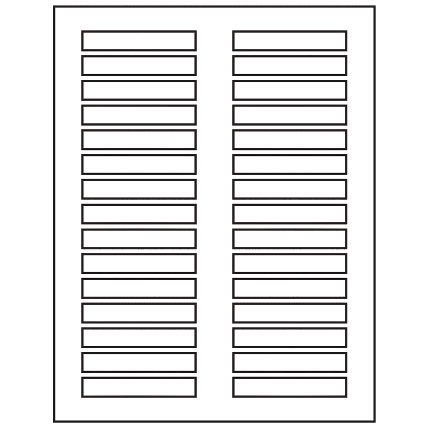 3" x 0.5" White Rectangular Sheet Labels