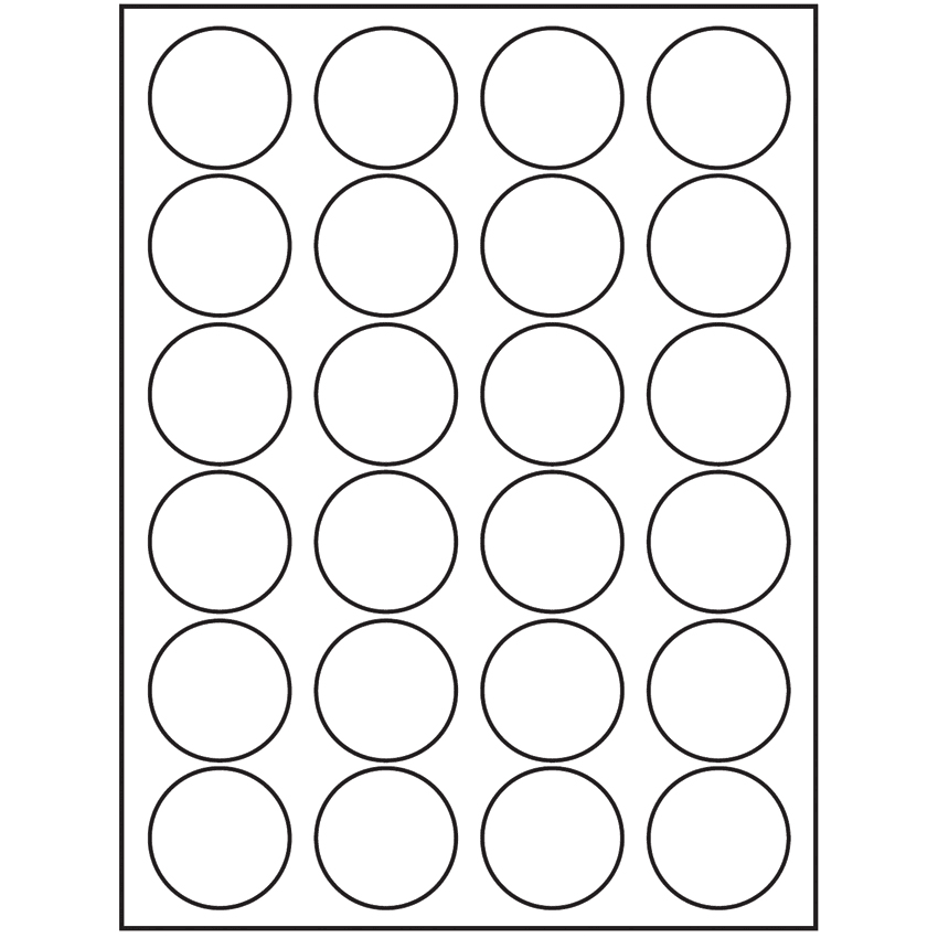 1.625" White Circular Sheet Labels