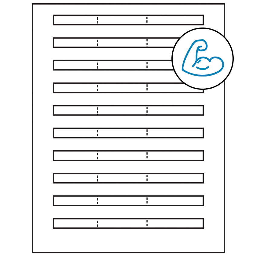 6.64" x 0.42" White Rectangular Sheet Labels - Ultra Aggressive Adhesive