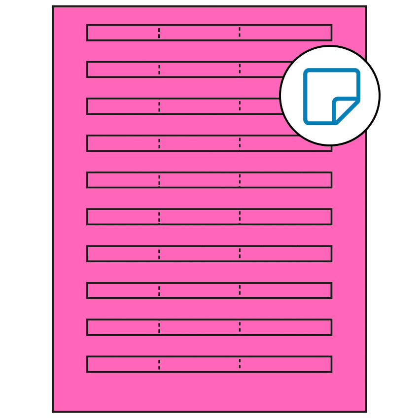 6.64" x 0.42" Fluorescent Pink Rectangular Sheet Labels - Removable Adhesive