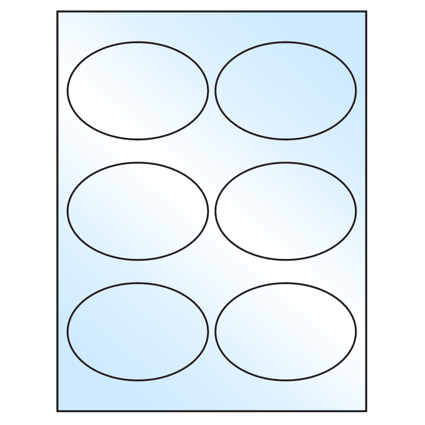 3.875" x 2.6875" White Premium High Gloss Oval Sheet Labels