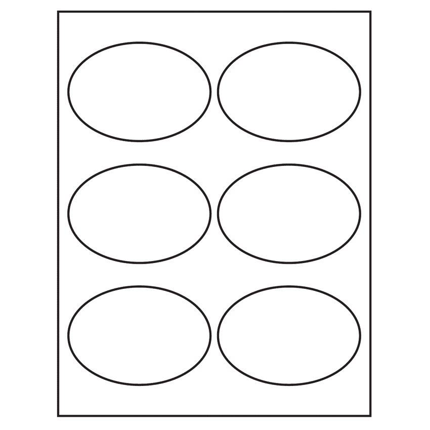 3.875" x 2.6875" White Polyester Oval Sheet Labels