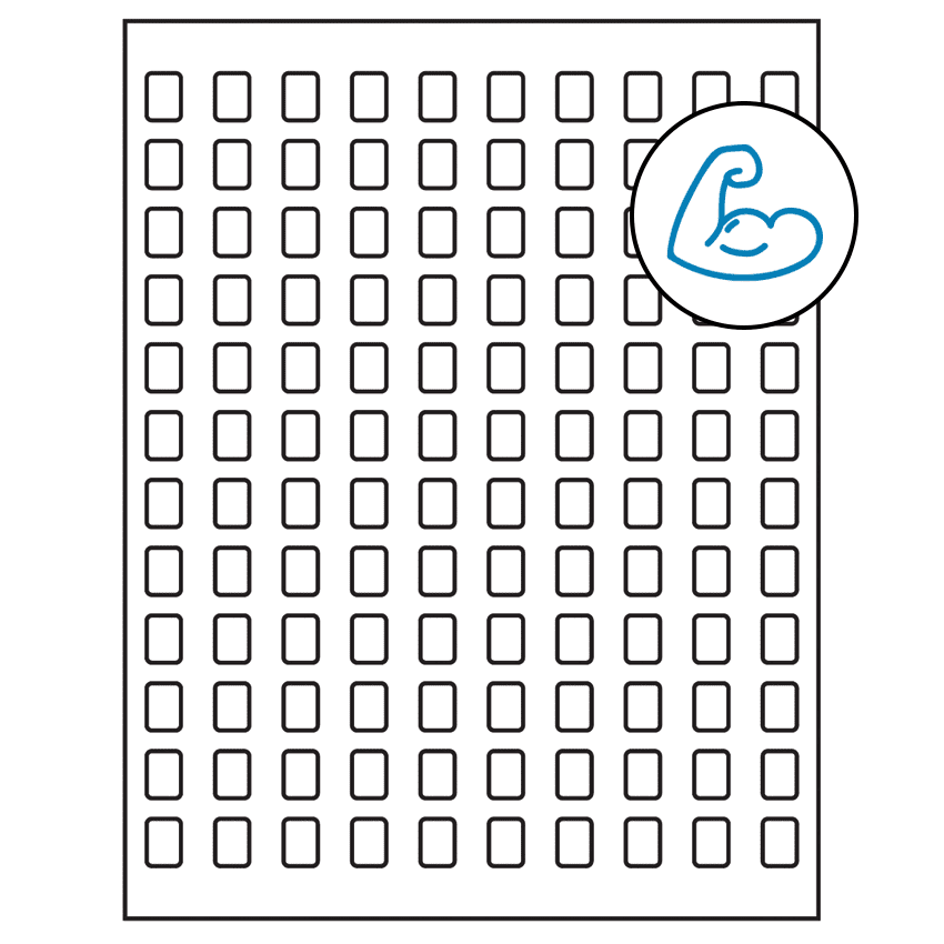 0.42" x 0.58" White Rectangular Sheet Labels - Ultra Aggressive Adhesive