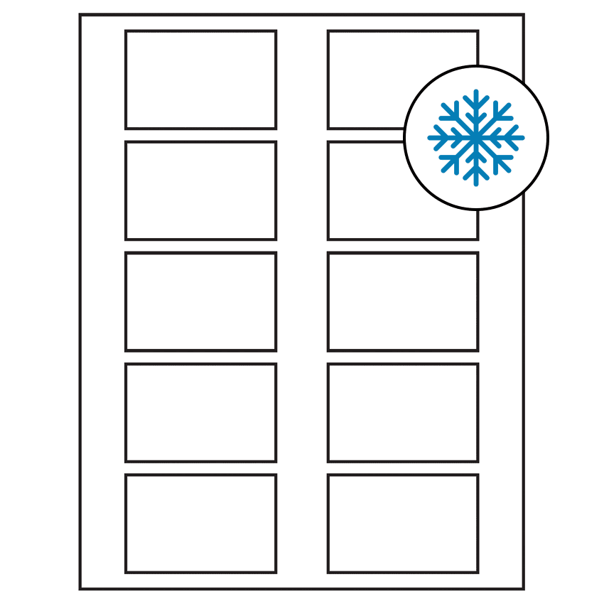 2.875" x 1.875" White Rectangular Sheet Labels - Freezer Grade Adhesive