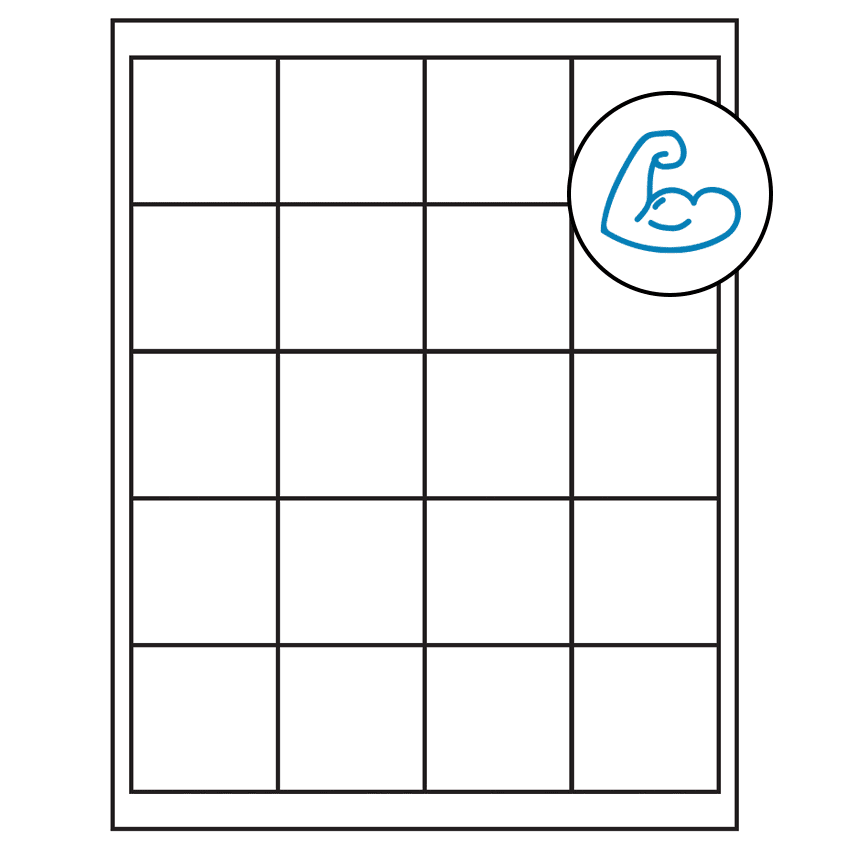 2" x 2" White Square Sheet Labels - Ultra Aggressive Adhesive
