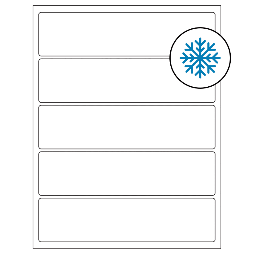 8" x 2" White Rectangular Sheet Labels - Freezer Grade Adhesive