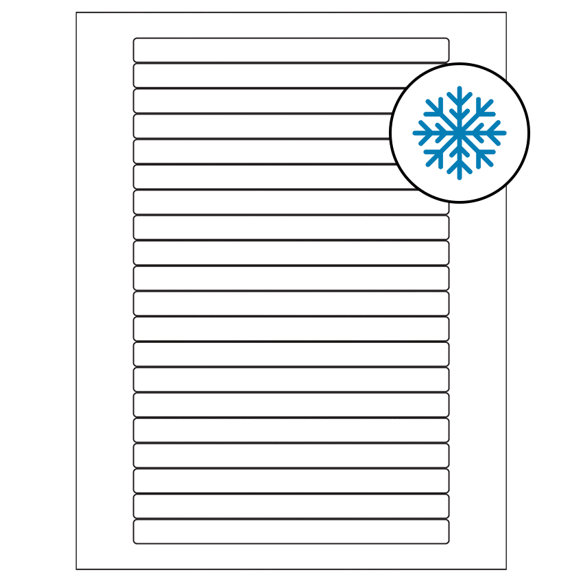 6.25" x 0.5" White Rectangular Sheet Labels - Freezer Grade Adhesive