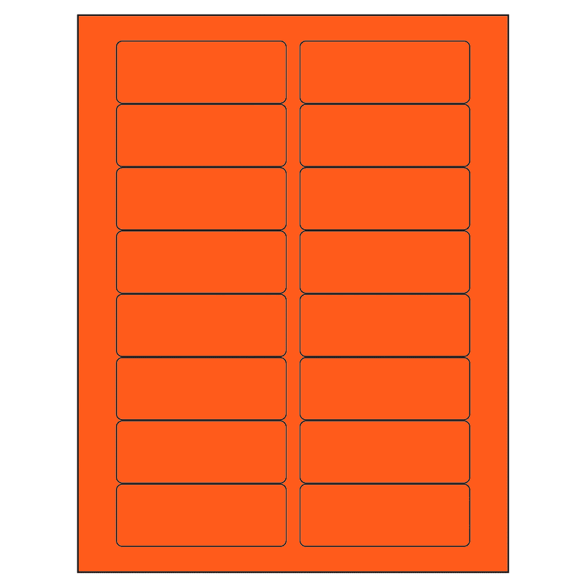 3.375" x 1.25" Fluorescent Red Rectangular Sheet Labels