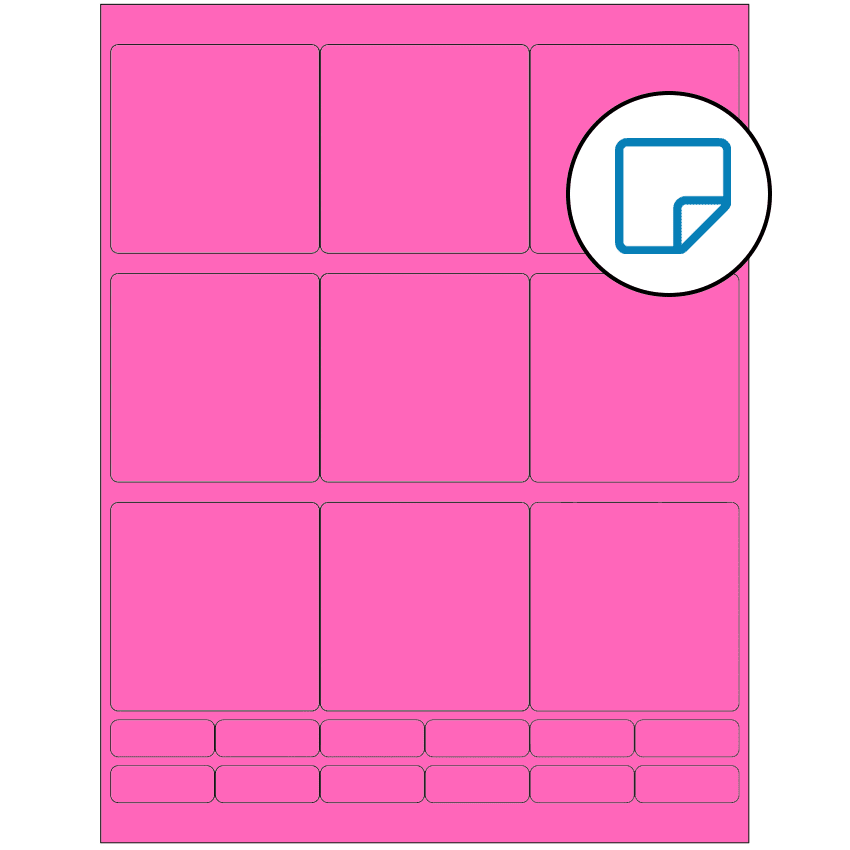 2.75" x 2.75" Fluorescent Pink Rectangular Sheet Labels - Removable Adhesive