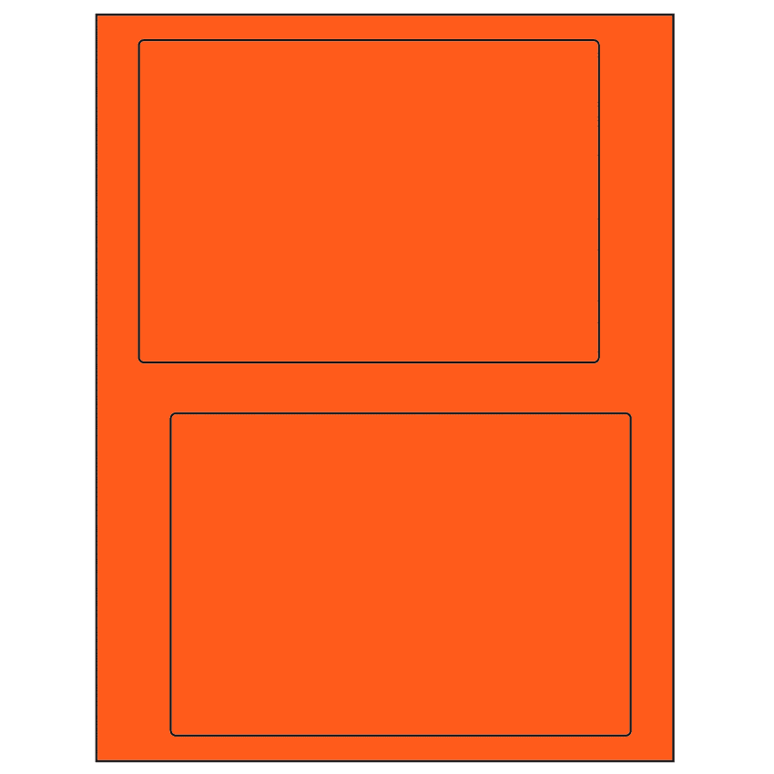 6.78" x 4.75" Fluorescent Red Rectangular Sheet Labels
