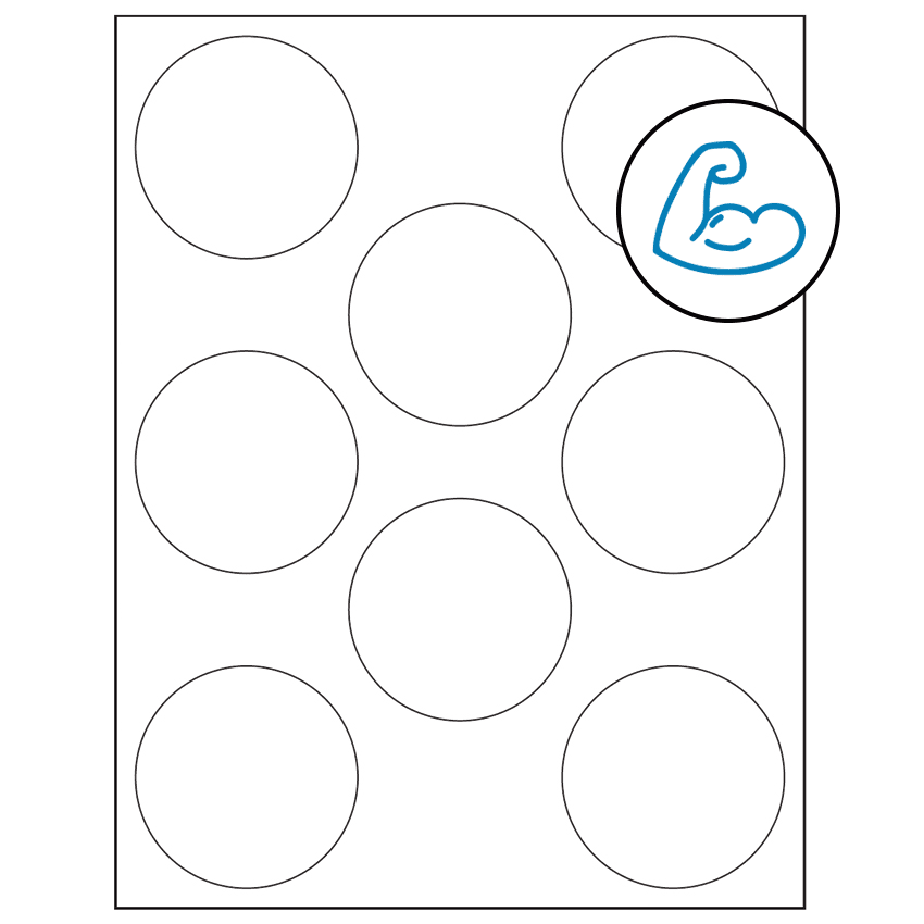 2.75" White Circular Sheet Labels - Ultra Aggressive Adhesive