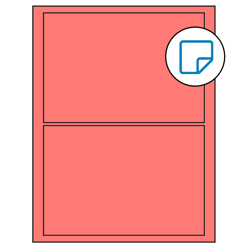 7.5" x 5.125" Fluorescent Red Rectangular Sheet Labels - Removable Adhesive