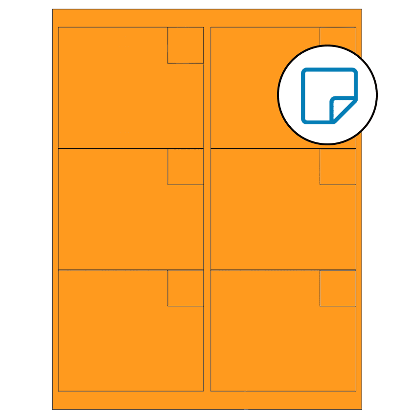4" x 3.33" Fluorescent Orange Rectangular Sheet Labels - Removable Adhesive