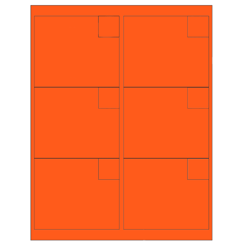 4" x 3.33" Fluorescent Red Rectangular Sheet Labels