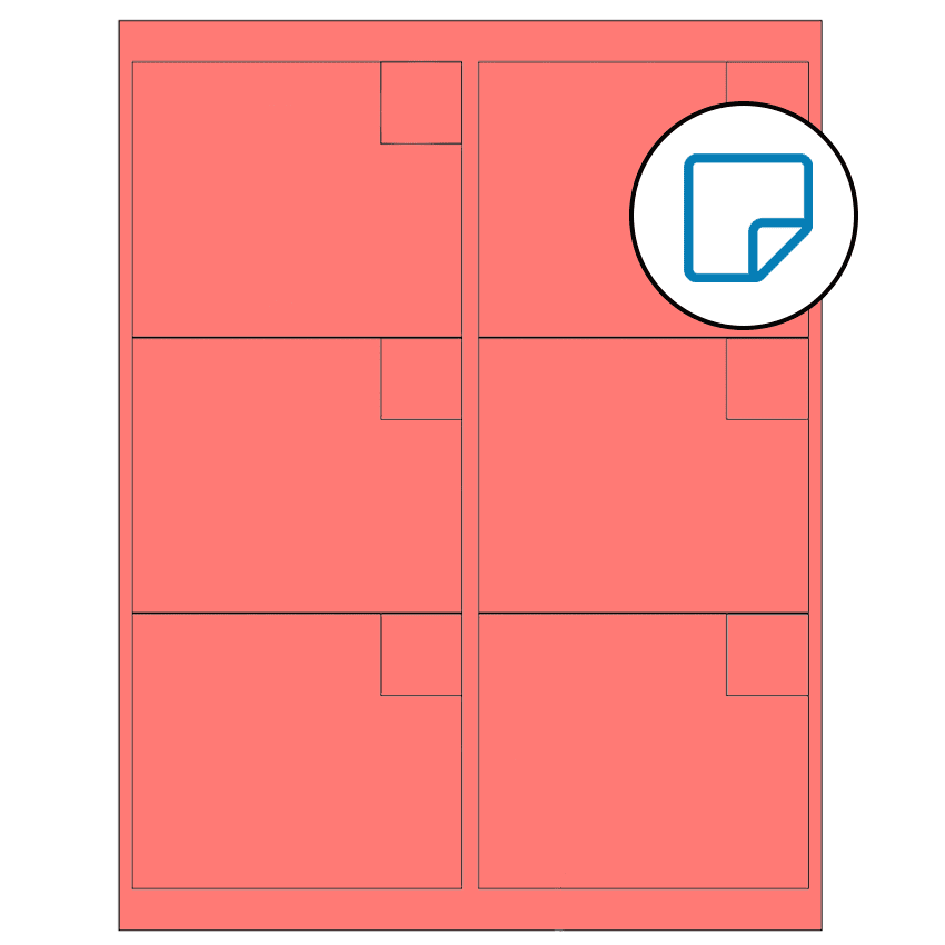 4" x 3.33" Fluorescent Red Rectangular Sheet Labels - Removable Adhesive