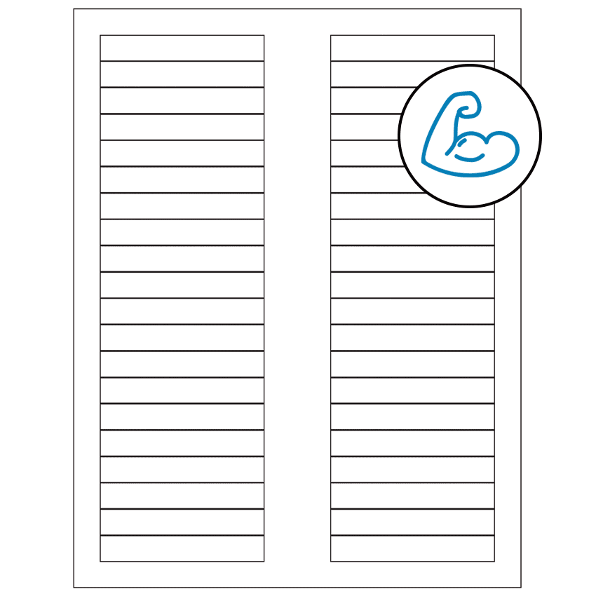 3.125" x 0.5" White Rectangular Sheet Labels - Ultra Aggressive Adhesive