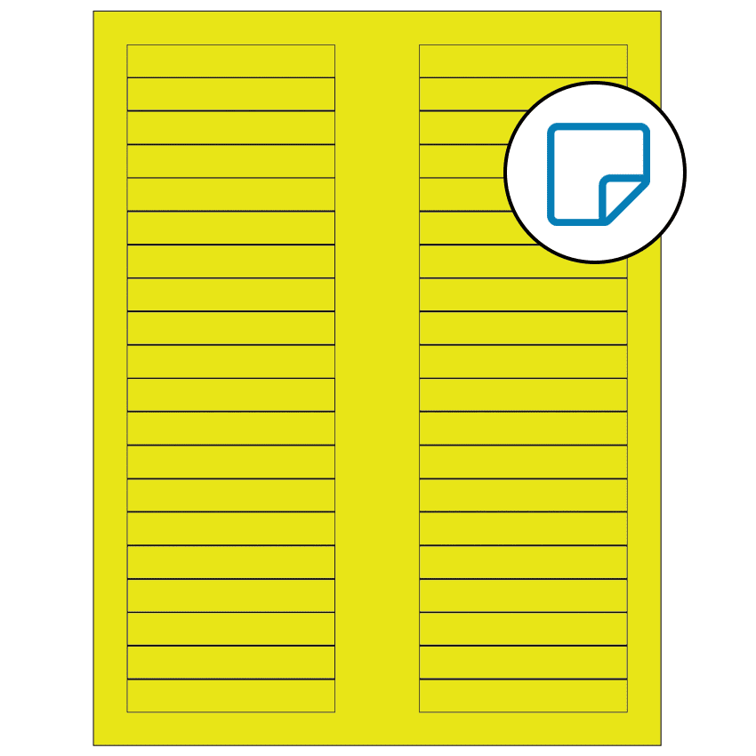 3.125" x 0.5" Fluorescent Yellow Rectangular Sheet Labels - Removable Adhesive