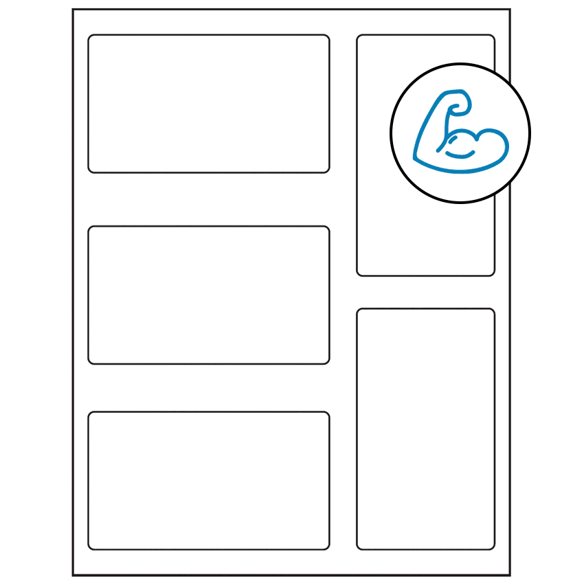 2.7656" x 4.7656" White Rectangular Sheet Labels - Ultra Aggressive Adhesive