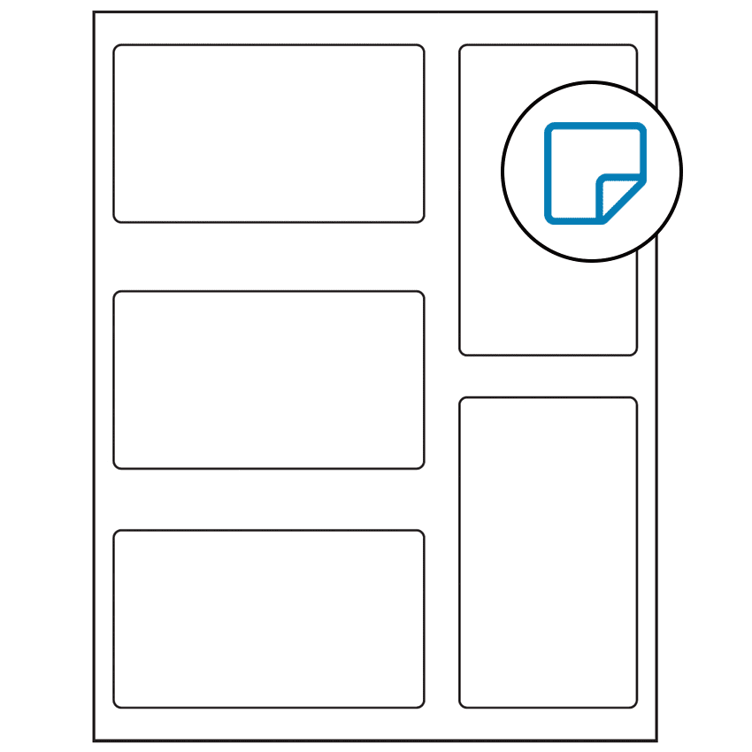 2.7656" x 4.7656" White Rectangular Sheet Labels - Removable Adhesive