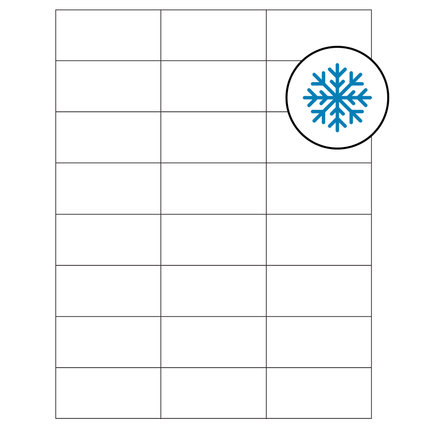 2.83" x 1.375" White Rectangular Sheet Labels - Freezer Grade Adhesive