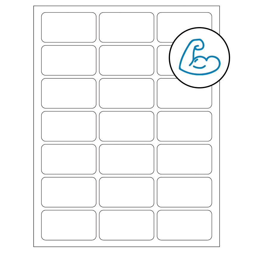 2.512" x 1.378" White Rectangular Sheet Labels - Ultra Aggressive Adhesive