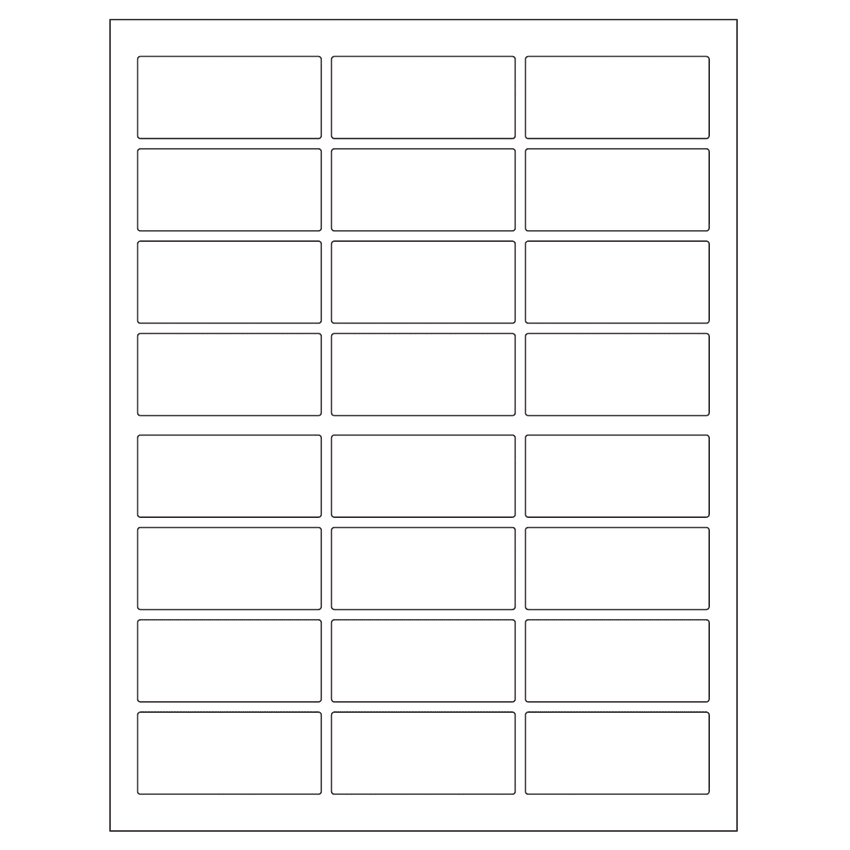 2.5" x 1.125" White Polyester Rectangular Sheet Labels