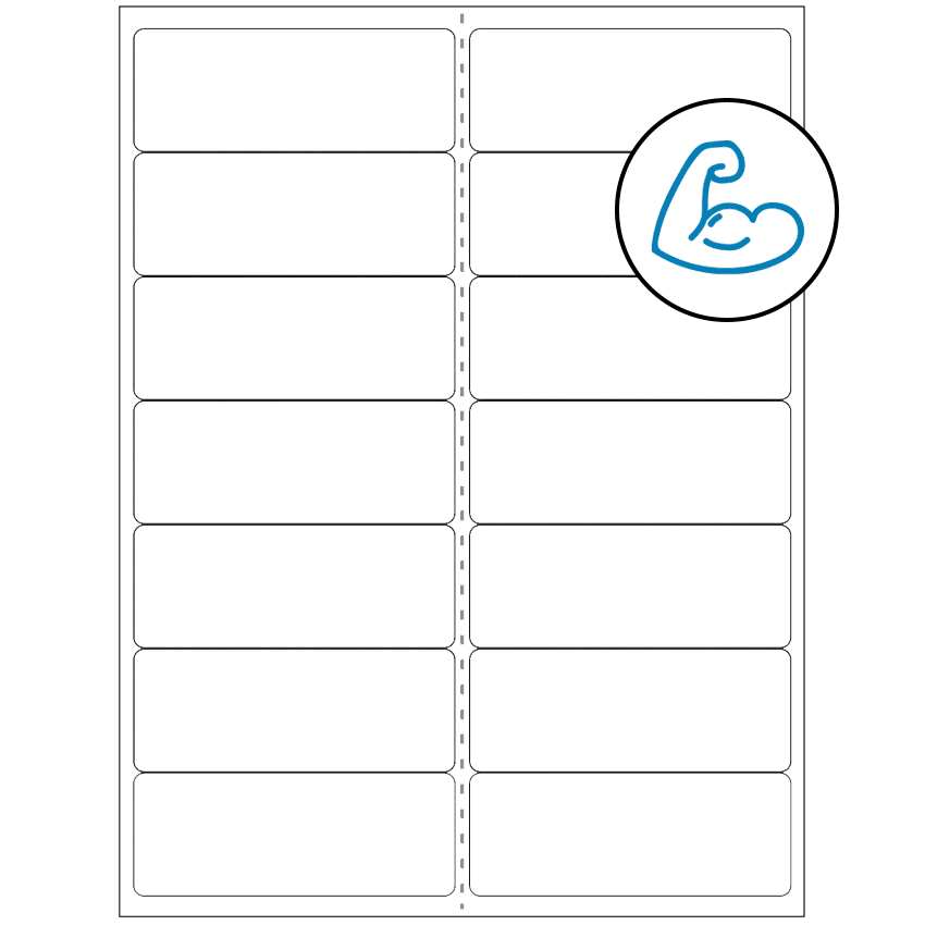 4" x 1.4375" White Rectangular Sheet Labels - Ultra Aggressive Adhesive