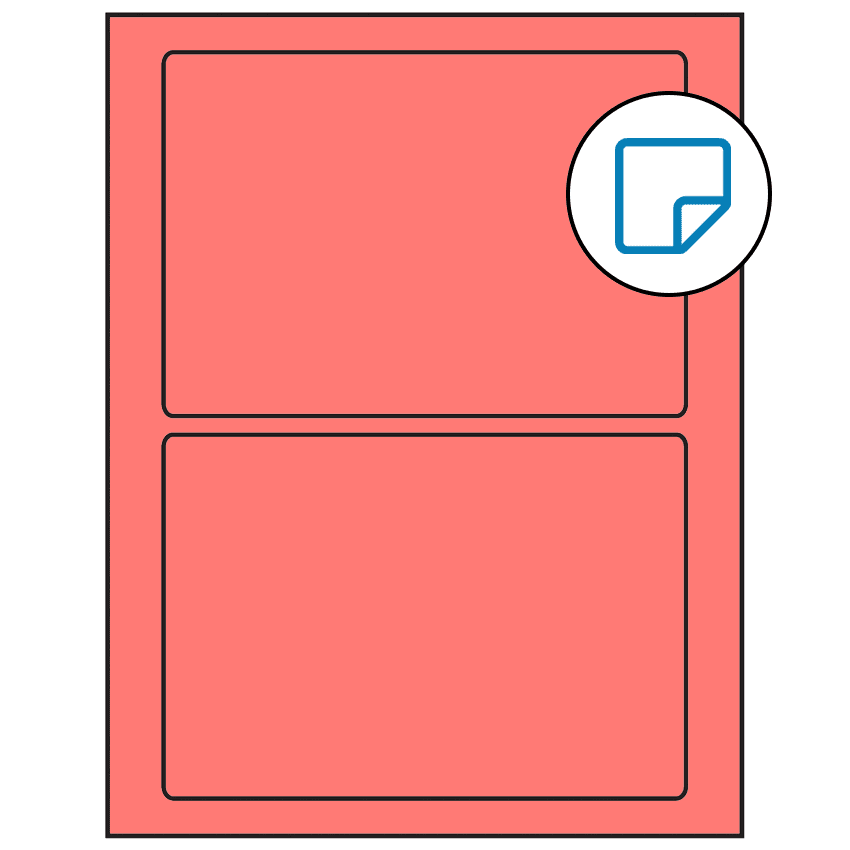 7" x 4.875" Fluorescent Red Rectangular Sheet Labels - Removable Adhesive