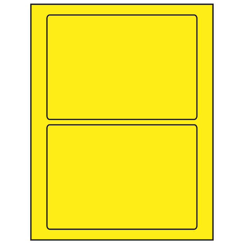 7" x 4.875" Fluorescent Yellow Rectangular Sheet Labels