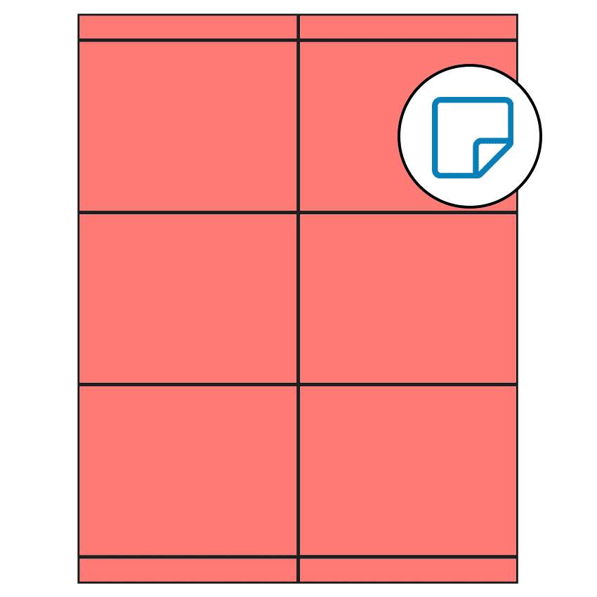 4.25" x 3.33" Fluorescent Red Rectangular Sheet Labels - Removable Adhesive