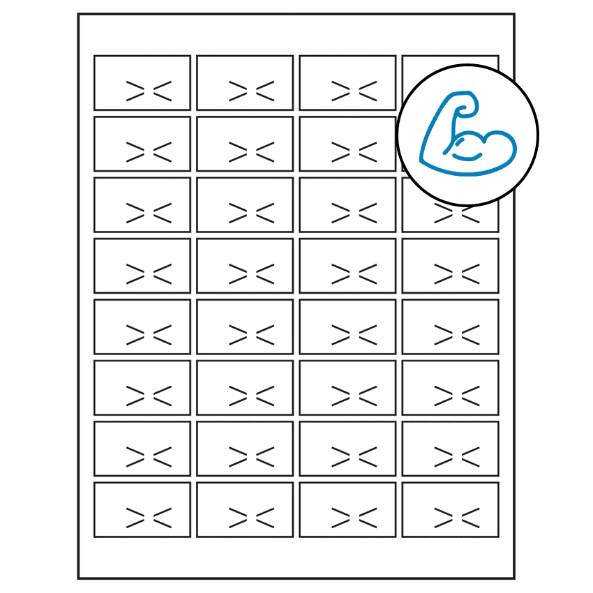 1.875" x 1.0625" White Rectangular Sheet Labels - Ultra Aggressive Adhesive