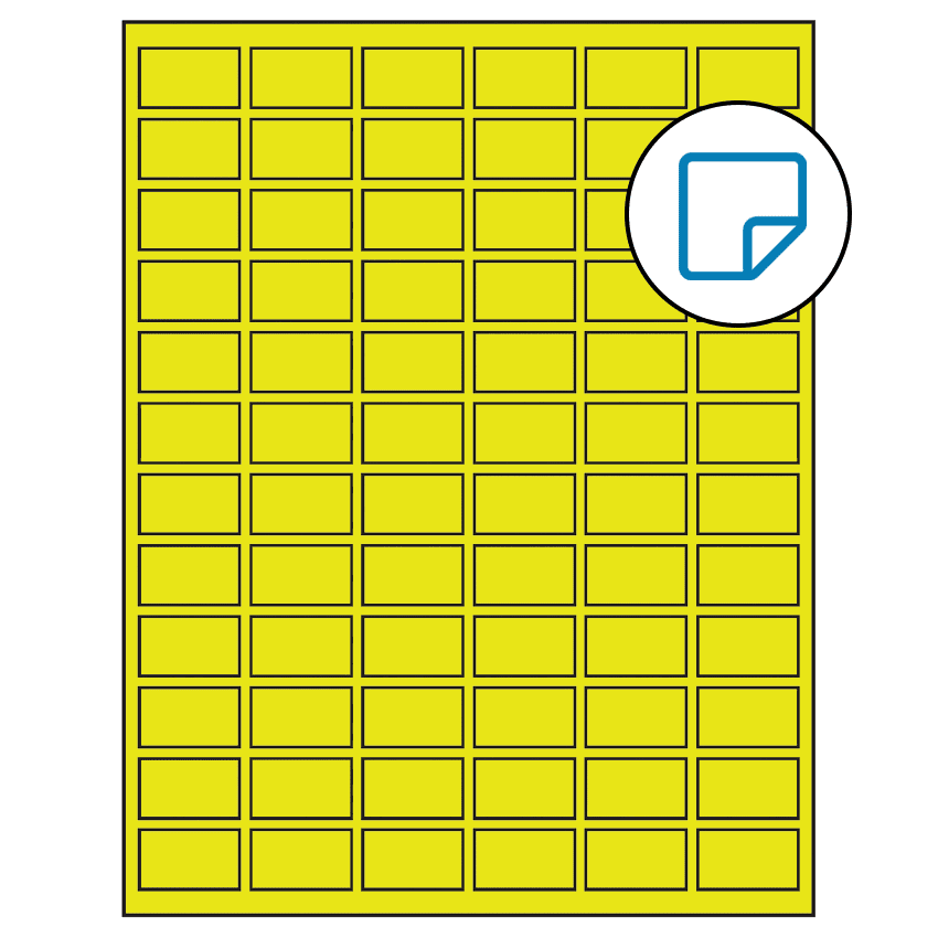 1.25" x 0.75" Fluorescent Yellow Rectangular Sheet Labels - Removable Adhesive