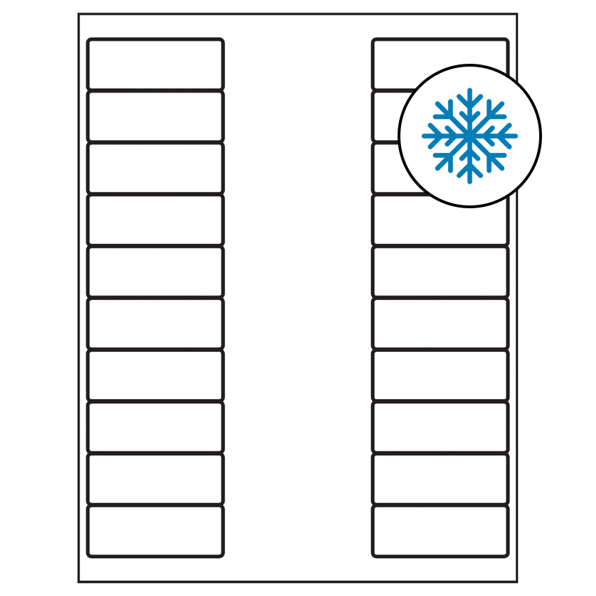 2.625" x 1" White Rectangular Sheet Labels - Freezer Grade Adhesive